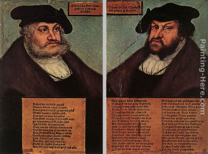 Portraits of Johann I and Frederick III the wise, Electors of Saxony painting - Lucas Cranach the Elder Portraits of Johann I and Frederick III the wise, Electors of Saxony art painting